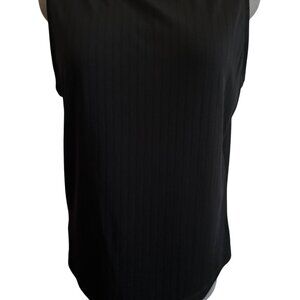Ann Taylor Womens Black Sleeveless Ribbed Tank Top Size L Layering Piece